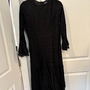 Zoya Black Lace Long-Sleeve Fit Dress